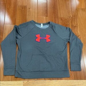 Under Armour Women’s Charcoal Sweatshirt‎ with Red Emblem Size XL
